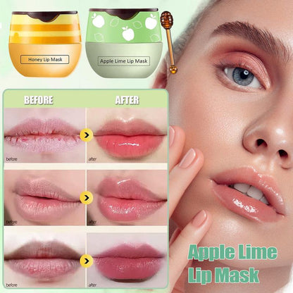 4 Pcs Set-Bee Lip Balm Moisturizing Lip Mask, Day and Night Tinted Sleeping Lip Balm,Hydrating Lip Scrubs Exfoliator & Moisturizer